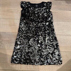 WONDER NATION GIRLS MEDIUM 7/8 BLACK SEQUIN SPARKLY DRESS